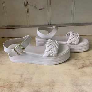 Soda white Platform Braided Sandal Size 8